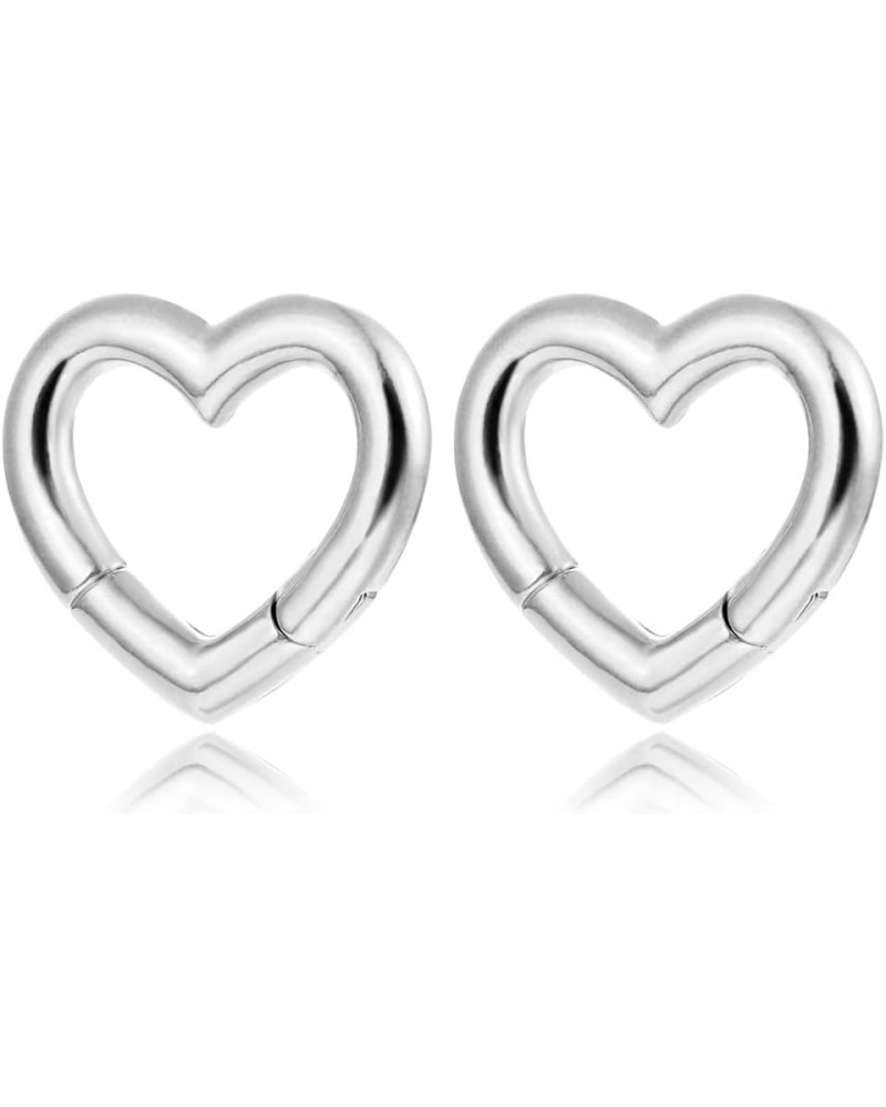 2 PCS Womens Anti-allergic Elegant Hoop Heart Ear Hangers Weights 316 Stainless Steel Ear Plugs Body Piercing Jewelry Women D...