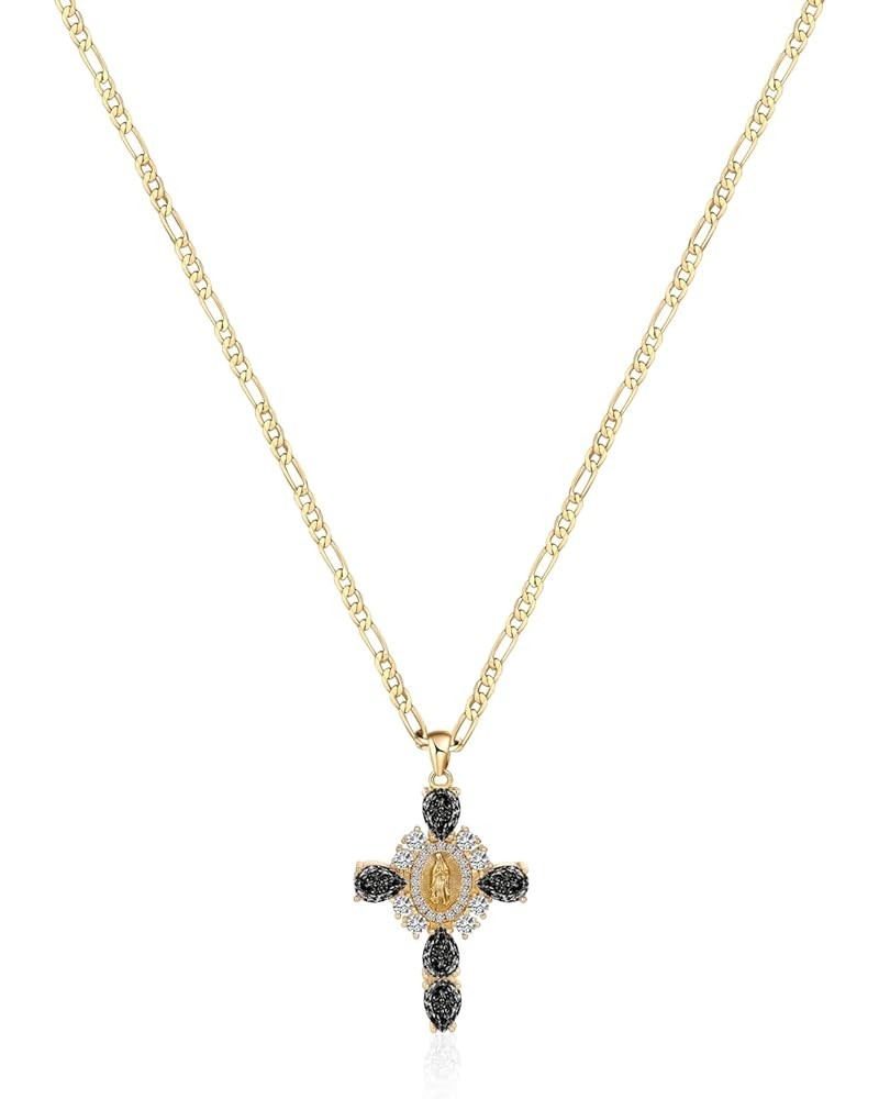 Cross Necklace for Women,14K Gold Plated Cross Pendant Dainty Gold Necklace for Teen Girls Sideway Cross Choker with Diamonds...