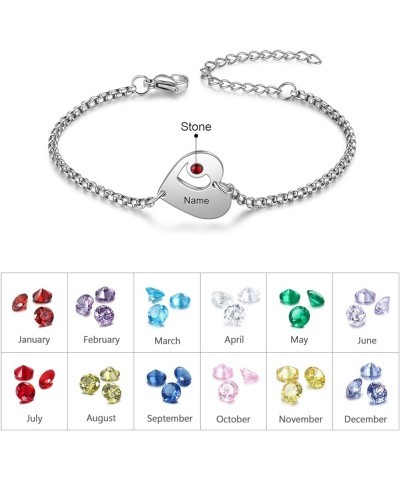 Personalized Best Friend Bracelet for Women Girls Custom 1-6 Names BFF Bracelets with Simulated Birthstone Friendship Adjusta...