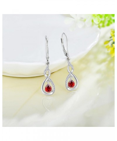 925 Sterling Silver Dangle & Drop Earrings Infinity Birthstone Teardrop Earring Leverback Earring for Women Jewelry Birthday ...