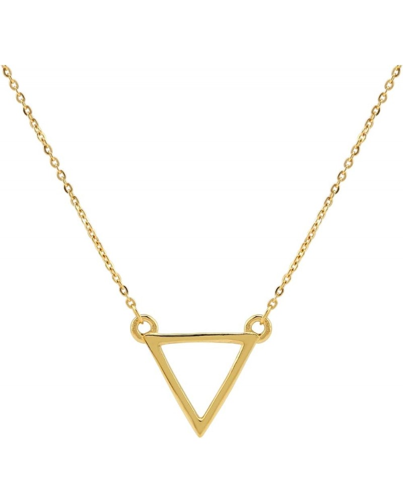 White Gold Plated or 18K Yellow Gold Plated 925 Sterling Silver Hexagon or Triangle Geometric Minimalist Pendant with 16-17 -...