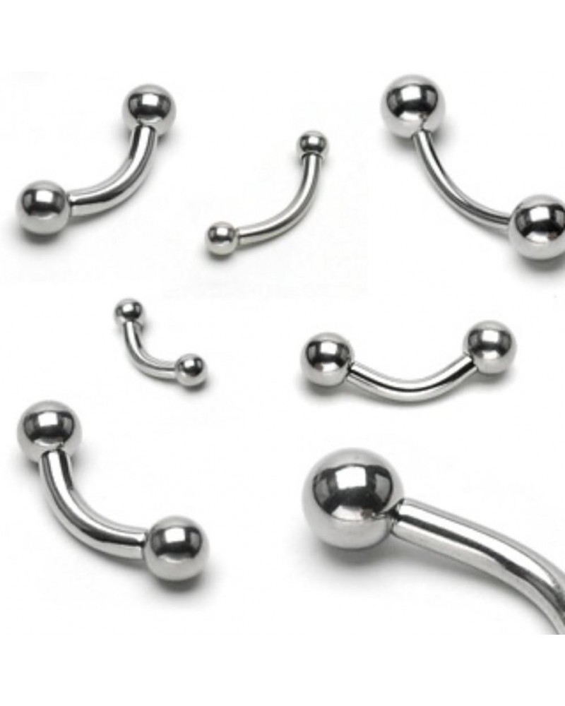 Ball 316L Surgical Steel Curved Barbell 16GA, Length: 8mm, Ball Size: 4mm $8.24 Body Jewelry