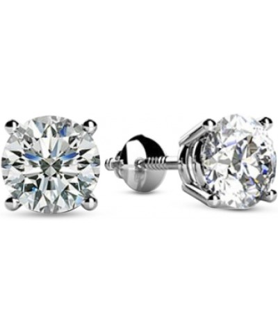 IGI Certified LAB-GROWN Round Cut Diamond Earrings 4 Prong Screw Back Ultra Premium Collection (H-I Color, VS1-VS2 Clarity) 5...