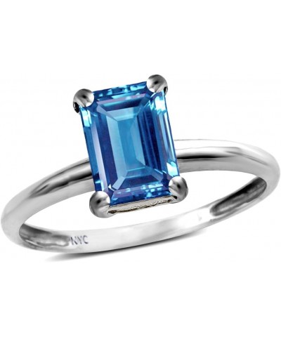 Solid 10k Gold Classic Octagon Emerald Cut 8x6mm Solitaire Engagement Promise Ring Blue Topaz $119.69 Rings