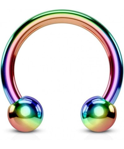 Horseshoe/Circular barbells Titanium IP over 316L Surgical Stainless Steel 12GA, Length: 12mm, Ball: 5mm, Rainbow $10.02 Body...