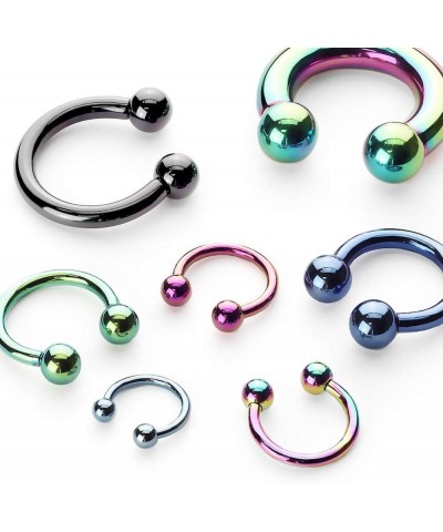 Horseshoe/Circular barbells Titanium IP over 316L Surgical Stainless Steel 12GA, Length: 12mm, Ball: 5mm, Rainbow $10.02 Body...