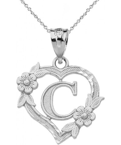 10k Initial Heart Pendant Necklace for Women in White Gold 20.0 Inches C $40.79 Necklaces