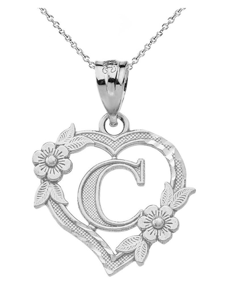 10k Initial Heart Pendant Necklace for Women in White Gold 20.0 Inches C $40.79 Necklaces