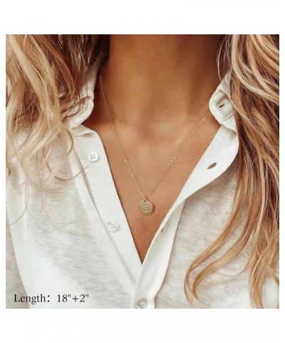 Gold Initial Layered Necklaces for Women, 14K Gold Plated Coin Letter Necklace Skinny Bar Stacking Necklace Coin Necklace Lay...