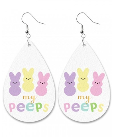 Cute Easter Rabbit Egg Flower Print Leather Dangle Earrings Colorful Easter Earrings for Women Girls Jewelry A $5.89 Earrings