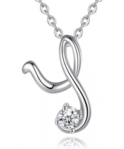 Sterling Silver Initial Necklaces for Women, Dainty 26 Alphabet Pendant Necklace Jewelry Gift, 18 Inch Chain Y $15.98 Necklaces