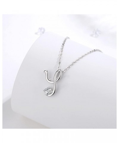 Sterling Silver Initial Necklaces for Women, Dainty 26 Alphabet Pendant Necklace Jewelry Gift, 18 Inch Chain Y $15.98 Necklaces