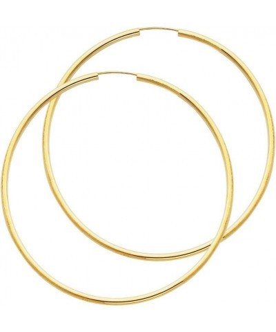 14k Solid Yellow Gold Endless Loop Hoop Timeless Earrings 2 mm Gauge/Thickness Available in Multiple Diameters - 1.8 Inches Y...