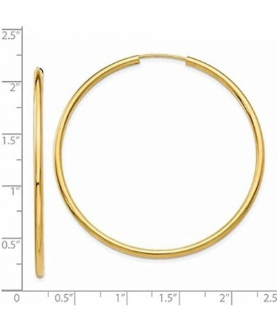 14k Solid Yellow Gold Endless Loop Hoop Timeless Earrings 2 mm Gauge/Thickness Available in Multiple Diameters - 1.8 Inches Y...