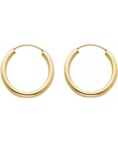 14k Solid Yellow Gold Endless Loop Hoop Timeless Earrings 2 mm Gauge/Thickness Available in Multiple Diameters - 1.8 Inches Y...