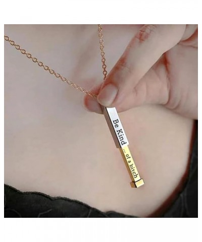 Be Kind...Of A Bich - Hidden Message Necklace, Be Kind of a b Hidden Necklace, 3D Engraving Vertical Bar Necklace, Stainless ...