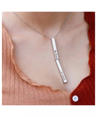 Be Kind...Of A Bich - Hidden Message Necklace, Be Kind of a b Hidden Necklace, 3D Engraving Vertical Bar Necklace, Stainless ...