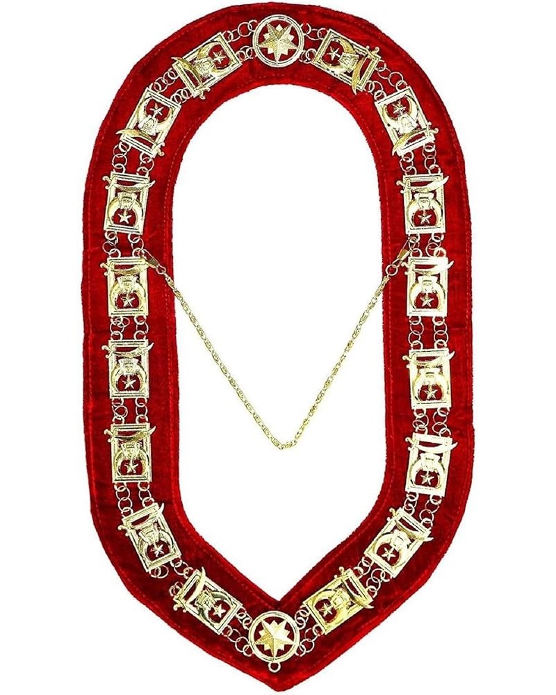 Shriner - Masonic Chain Collar - Gold/Silver on Red Gold $45.38 Necklaces