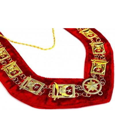 Shriner - Masonic Chain Collar - Gold/Silver on Red Gold $45.38 Necklaces