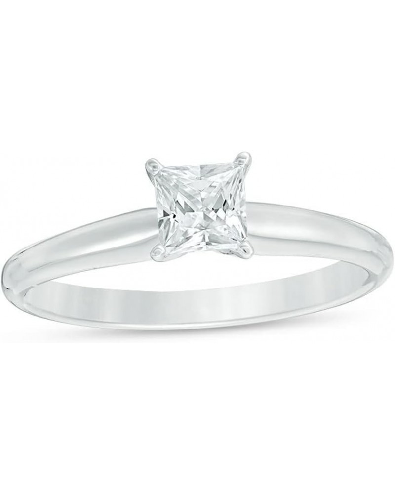 1/2 CT Princess Cut CZ Clear Diamond Solitaire Engagement Ring For Ladies In 14K White Gold Plated 925 Silver $29.37 Rings