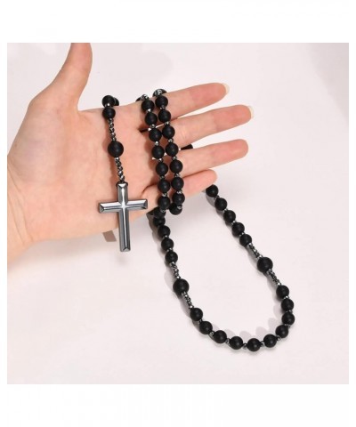 Rosary Necklace, Rosary Necklace Cross - 8mm Turkish Jewelry Necklaces for Men/Women dy Stainless Steel Saint Rosary Cross Lo...