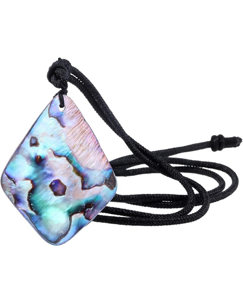 Abalone Shell Pendant with Adjustable Rope, Natural Sea Shell Pendant Necklace for Women and Men Diamond shaped $9.45 Necklaces