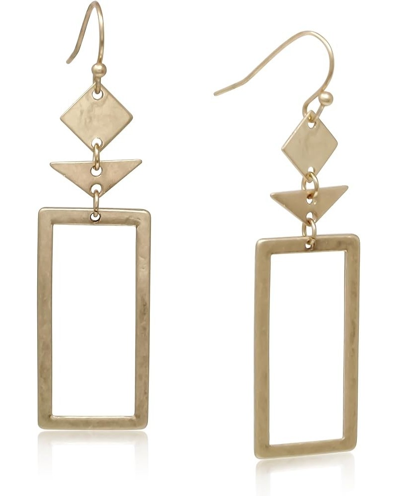 Gold Long Vertical Linear Bar Dangle Drop Earrings Hammered Gold Geometric Link Dangling Fashion Earrings for Women Multi sha...