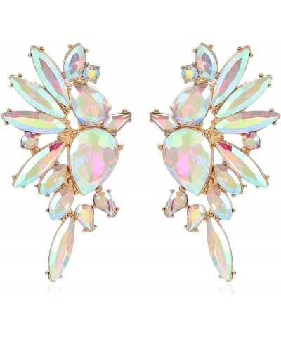 Vintage Rhinestone Statement Earrings Retro Big Cluster Crystal Drop Dangle Earrings for Women Girls AB $10.08 Earrings