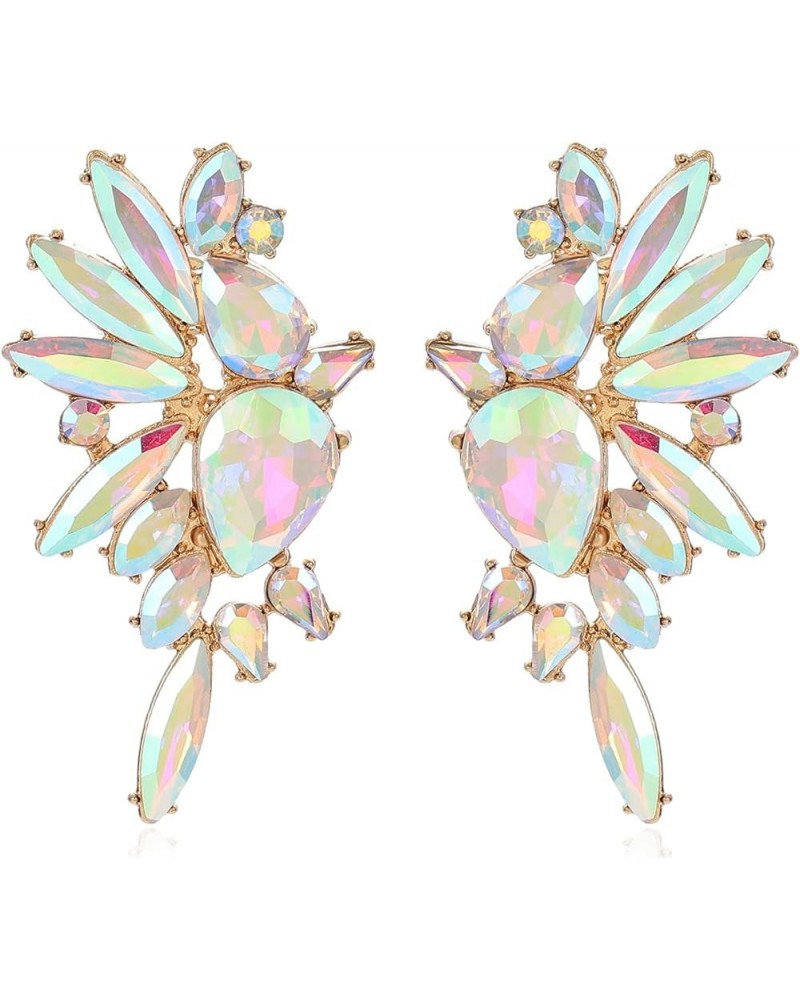 Vintage Rhinestone Statement Earrings Retro Big Cluster Crystal Drop Dangle Earrings for Women Girls AB $10.08 Earrings