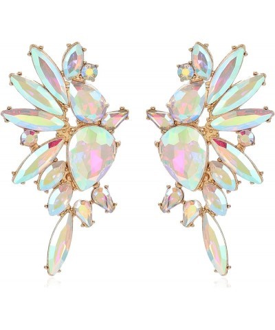 Vintage Rhinestone Statement Earrings Retro Big Cluster Crystal Drop Dangle Earrings for Women Girls AB $10.08 Earrings