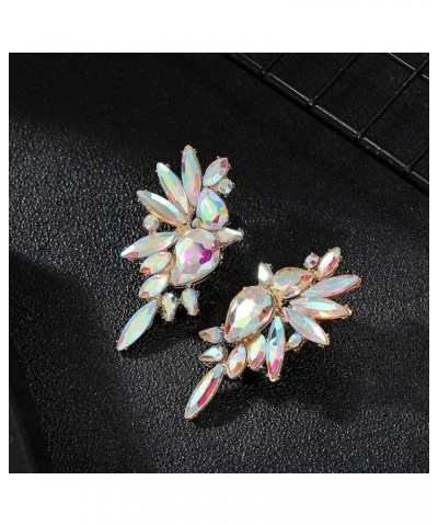 Vintage Rhinestone Statement Earrings Retro Big Cluster Crystal Drop Dangle Earrings for Women Girls AB $10.08 Earrings