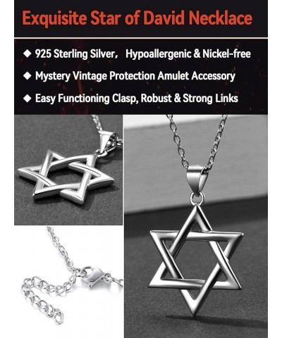 Star of David Jewish Necklace-Sterling Silver Pendant for Women-The Seal of Solomon Talisman Tantrism Hexagram Jewelry for Me...