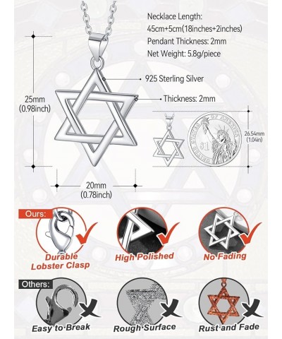 Star of David Jewish Necklace-Sterling Silver Pendant for Women-The Seal of Solomon Talisman Tantrism Hexagram Jewelry for Me...