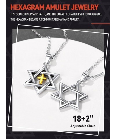 Star of David Jewish Necklace-Sterling Silver Pendant for Women-The Seal of Solomon Talisman Tantrism Hexagram Jewelry for Me...