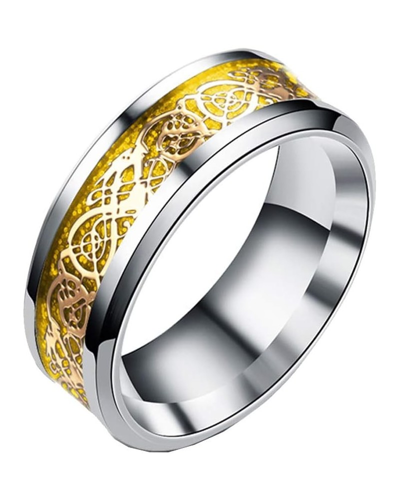 Unisex Carbide Fiber Celtic Dragon Spinner Ring Stainless Steel Wedding Spins Band Non rotatable-Silver Gold $9.08 Bracelets