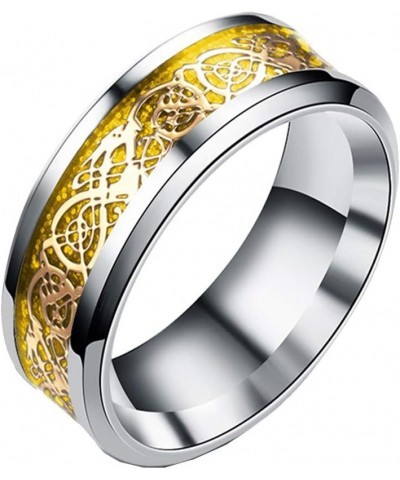 Unisex Carbide Fiber Celtic Dragon Spinner Ring Stainless Steel Wedding Spins Band Non rotatable-Silver Gold $9.08 Bracelets