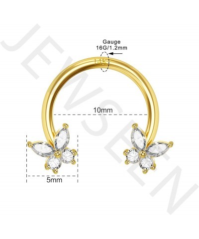 14K Solid Gold Cartilage Earring Hoop CZ Septum Ring 16g Daith Piercing Jewelry Butterflu Helix Piercing Jewelry for Women Me...