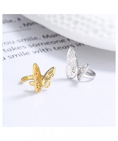 Simple Butterfly Ear Cuff Wrap Earring 925 Sterling Silver Hollow Butterfly Cartilage Tragus Earrings Non Piercing Clip On Fa...