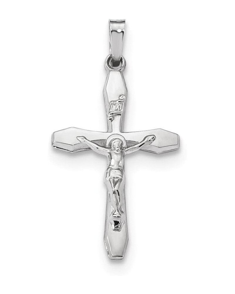 14k White Gold INRI Cross Pendant Crucifix Charm - 32mm x 17mm $95.34 Pendants