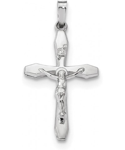 14k White Gold INRI Cross Pendant Crucifix Charm - 32mm x 17mm $95.34 Pendants