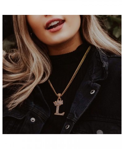 Rhinestone Studded Crown Small Initial Alphabet Letter Pendant Necklace16/18"/20" Box Chain Necklaces Gold - A $9.87 Necklaces