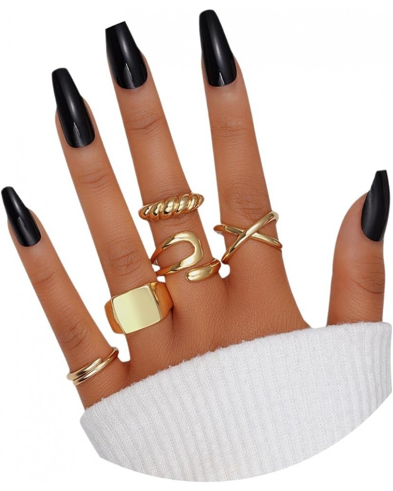 12PCS Gold Stackable Rings Set for Women, 18K Gold Plated Open Stacking Knuckle Ring, Adjustable Chunky Signet Rings for Gift...