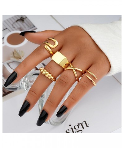 12PCS Gold Stackable Rings Set for Women, 18K Gold Plated Open Stacking Knuckle Ring, Adjustable Chunky Signet Rings for Gift...