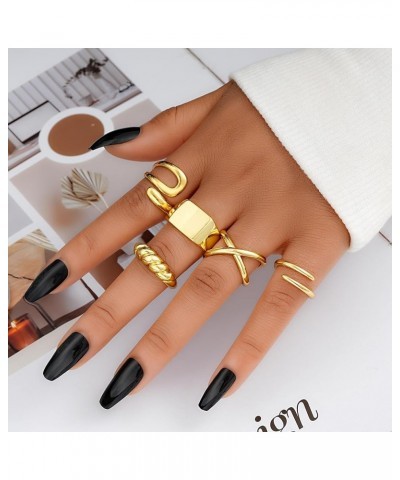 12PCS Gold Stackable Rings Set for Women, 18K Gold Plated Open Stacking Knuckle Ring, Adjustable Chunky Signet Rings for Gift...