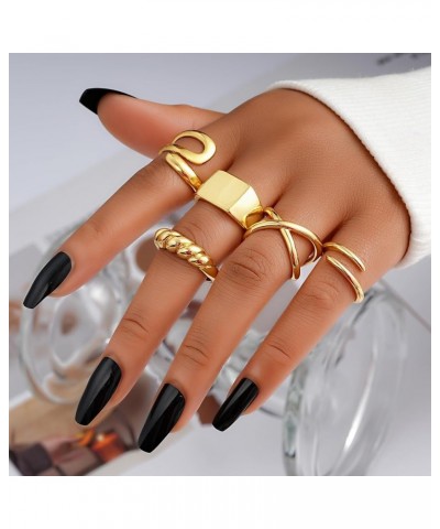 12PCS Gold Stackable Rings Set for Women, 18K Gold Plated Open Stacking Knuckle Ring, Adjustable Chunky Signet Rings for Gift...