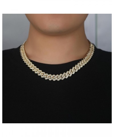 Mens Cuban link Chain Iced Out Miami Cuban Necklace Bling Diamond chains Hip Hop Jewelry for Men Women 13mm Silver/Gold/Rose ...