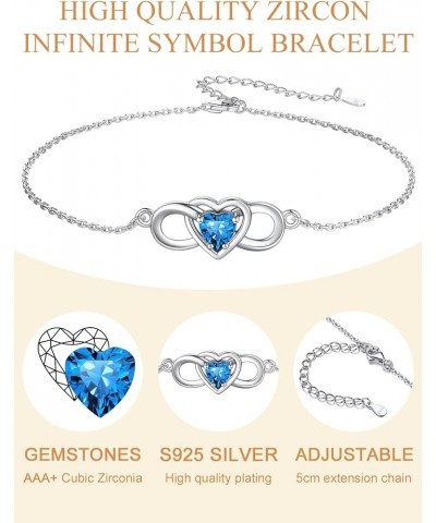 Personalized Infinity Love Symbol Link Bracelets for Women 925 Sterling Silver Birthstone Bracelet Adjustable Engraved Chain ...