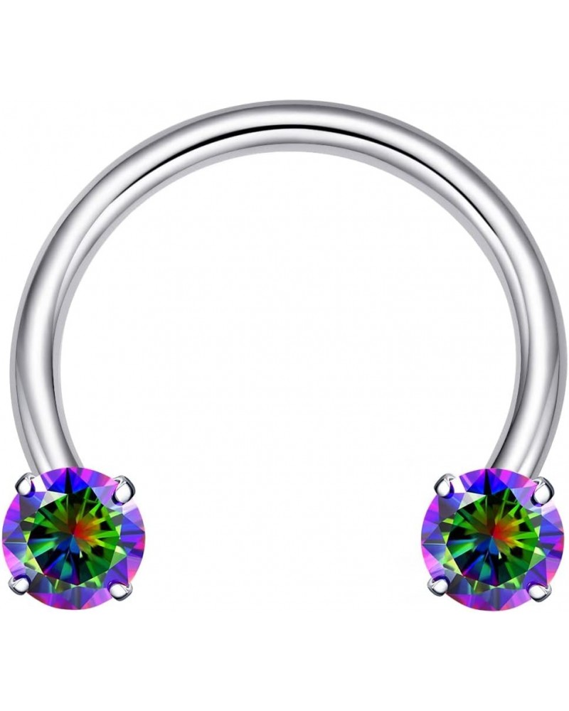 G23 Titanium 16G CZ Septum Rings,Horseshoe Daith Cartilage Tragus Piercing Jewelry Rainbow CZ,16G 6mm $11.01 Body Jewelry