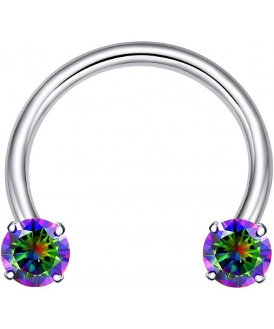 G23 Titanium 16G CZ Septum Rings,Horseshoe Daith Cartilage Tragus Piercing Jewelry Rainbow CZ,16G 6mm $11.01 Body Jewelry