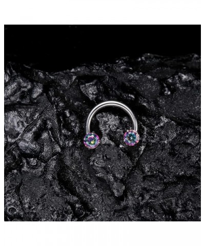 G23 Titanium 16G CZ Septum Rings,Horseshoe Daith Cartilage Tragus Piercing Jewelry Rainbow CZ,16G 6mm $11.01 Body Jewelry